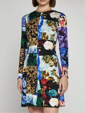alice + olivia Patchwork Floral Asymmetrical Stretch Dress NWT Size 10